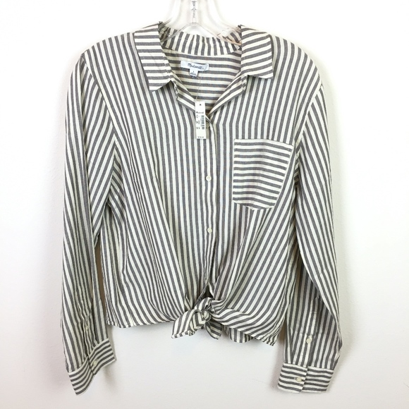 Madewell Tops - Madewell Maitland Stripe Tie Front Shirt Large